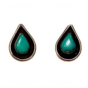 Vintage Native American Turquoise Sterling Silver Earrings 925